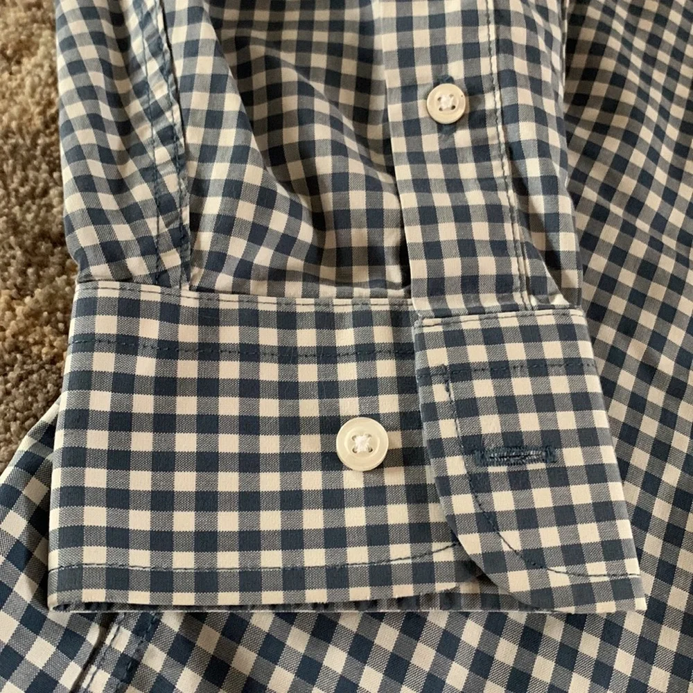 Jos A Bank Blue Plaid Button Down Shirt Tailored Fit Medium - Picture 4 of 6